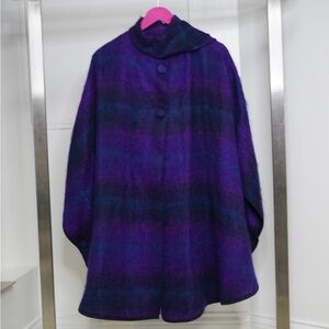 1960s/70s Navy and Wool Poncho (One Size Fits Most)